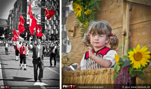 Les lanceurs de drapeaux / la fille tournesol à la Désalpe par stemutz