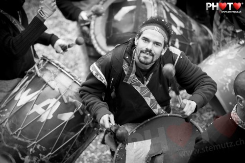 Brazilian drummer in action ... Carnaval des Bolzes @ Fribourg, 19.02.2012