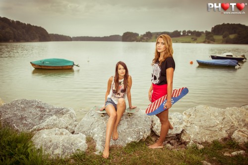 Cool surf & skate attitude before the storm at the lake ... Fanny and Graziela