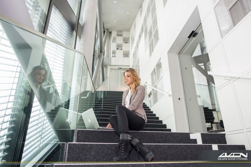 Model Charlotte Médigue @ Gilgen Door Systems corporate image shoot!