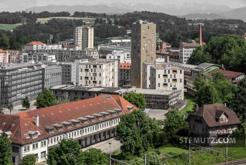 Les Arsenaux ... City View from ex-Cardinal Tower @ blueFactory, Fribourg