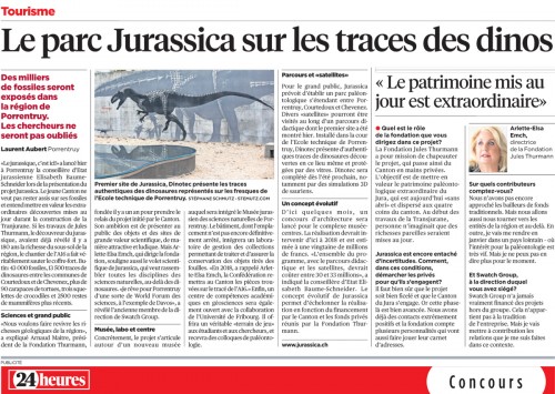 Publication dans 24 Heures,  JURASSICA Press Conference, Porrentruy, 09.10.2013