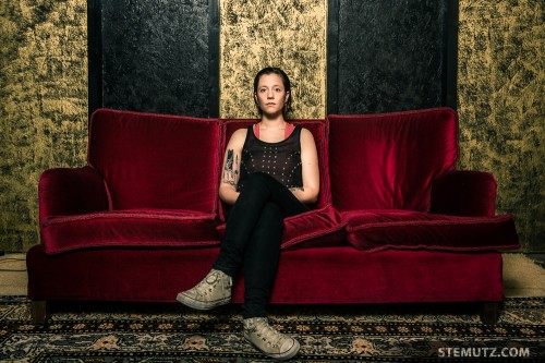 Fancy Red Couch ... ANNA AARON Backstage Portrait Shoot 2014