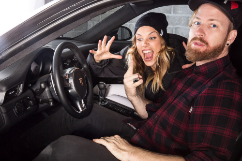 Mirjam Jäger and I goofing around in the Porsche 911.. :-)